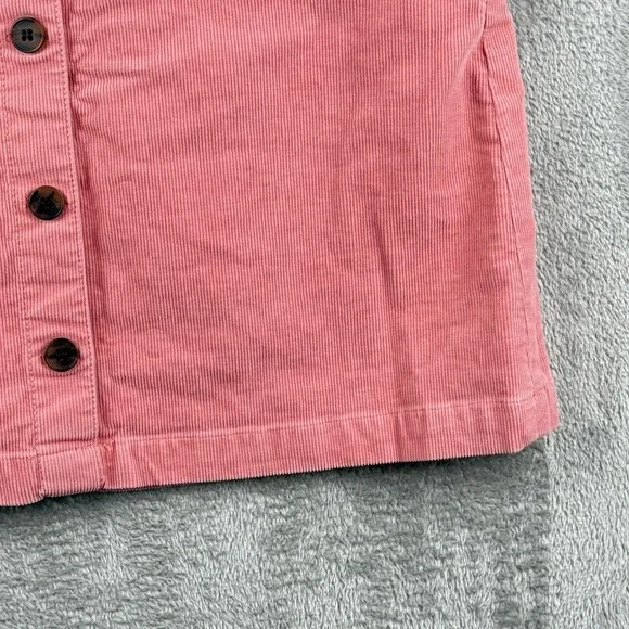 J.Crew Mini Skirt Women 6 Pink Corduroy Faux Button Front Pocket Preppy Academia - Picture 3 of 8